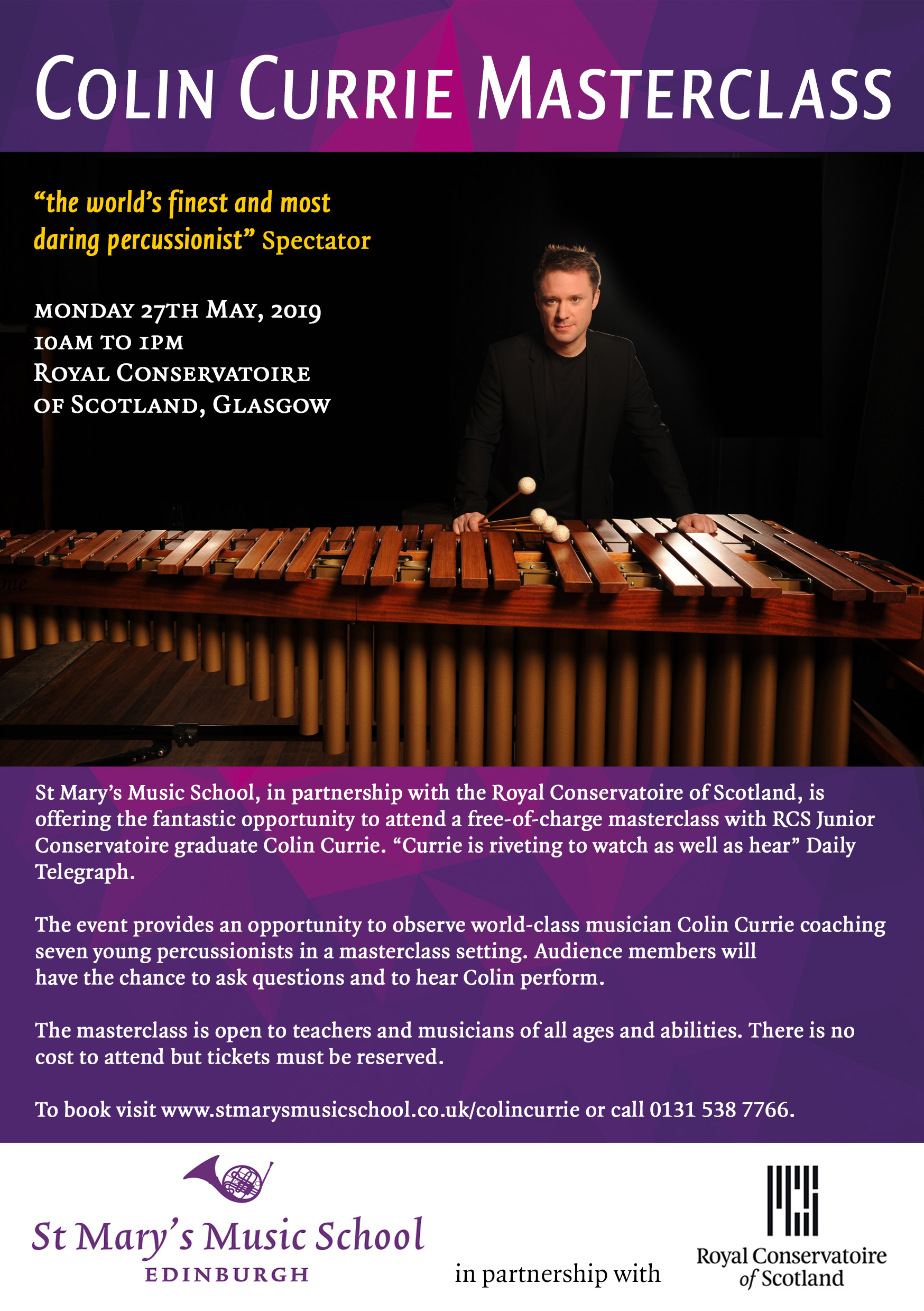 Colin Currie Percussion masterclass flyer